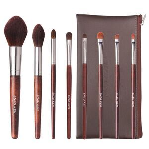 Walnut Professional Cosmetic Natural Pony Hair Makeup Brush Set with Case